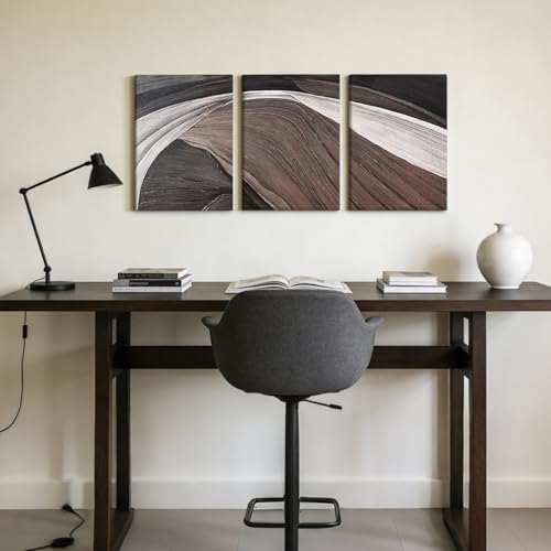 LYYGLYY 3Pcs Framed Brown and Black Canvas Wall Art 12x16 Inches - Image 4
