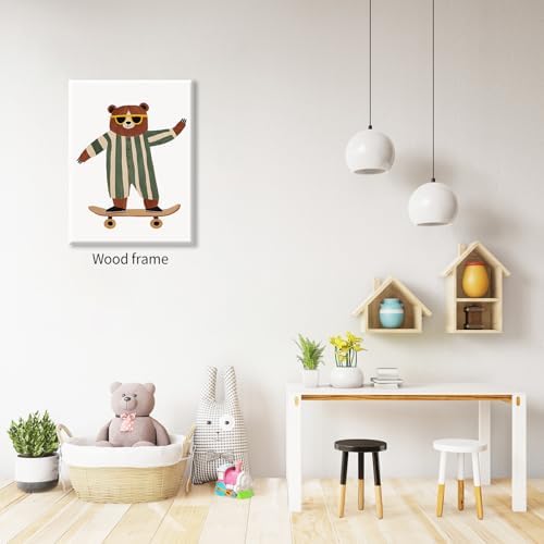 Cool Skateboarding Bear Wall Art Funny Cute Animal Canvas Poster 12x16 inch - Image 5