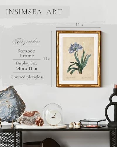 InSimSea Gold Bamboo Framed Wall Art, African Lily Botanical Prints - Image 3