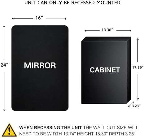 TEHOME Farmhouse Chrome Recessed Mirrored Bathroom Medicine Cabinet 16x24 - Image 2