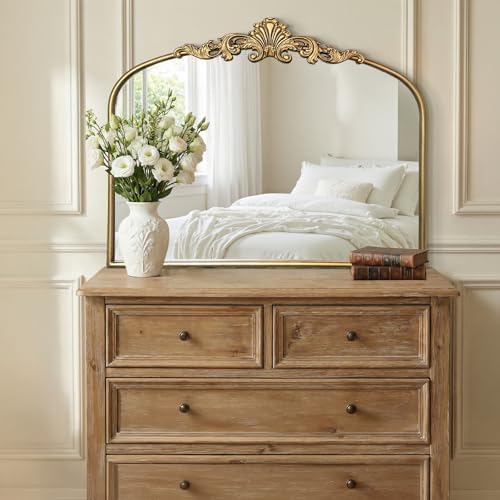 Antique Baroque Vintage Vanity Mirror 28x36Inch, Arched Vintage Wall Mirror - Image 6