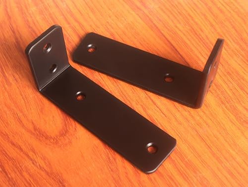 12 Pack - L 5" x H 2" x W1.5, 5mm Thick Black L Shelf Bracket, Iron Shelf - Image 3