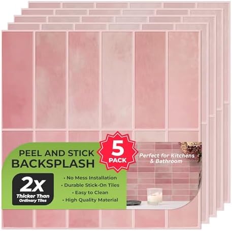 Select 5 Pack Peel and Stick Backsplash Square Tiles, 12x12 in by selectlighting