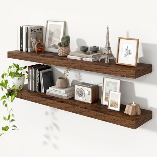 Heimlove Floating Shelves 55.1" W x 10.3" D Rustic Brown Set of 2 by Heimlove