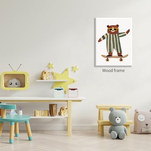 Cool Skateboarding Bear Wall Art Funny Cute Animal Canvas Poster 12x16 inch - Image 4