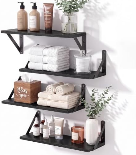 Wall Shelves Black 6 Inch Deep, 16x6 Inch by Unknown