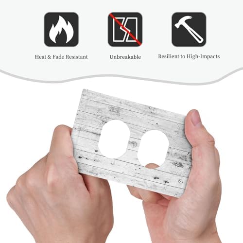 Outlet Covers Rustic White Grey Wood Grain 1 Gang Duplex Light Switch Cover - Image 6