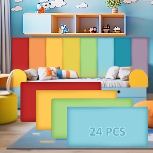 24 Pack Wall Padding Headboard 15.75" x 7.87" x 1.18" Rainbow Colors by Hahafelt