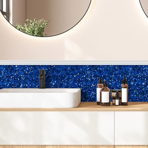 CRE8TIVE Chunky Glitter Wallpaper Border Peel and Stick Blue Wallpaper - Image 6