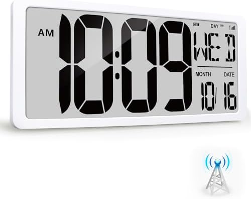 18.6" Extra Large Amotic Digital Wall Clock Battery Operated Alarm Clock by GEELION