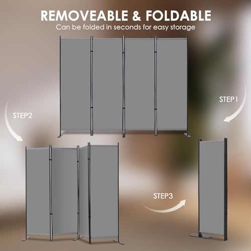 RANTILA 4 Panel Room Divider, 6 FT Folding Privacy Screen - Image 5