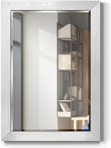 Renditions Gallery Rustic Rectangular Silver Wood Frame Vanity Body Mirror by RenditionsGallery