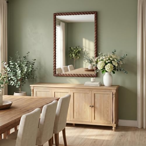 36"x24" Rectangular Solid Wood Farmhouse Decorative Wall Mirror - Image 6