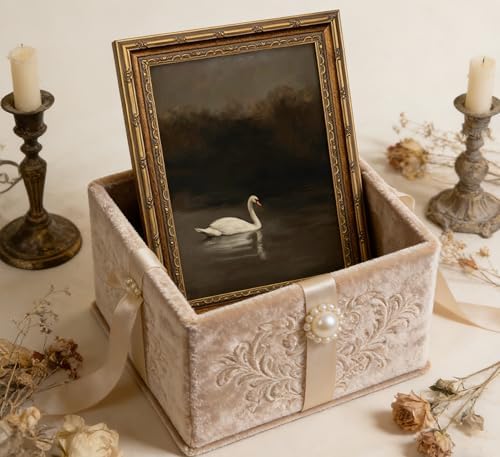 Vintage Gold Framed White Swan Canvas Wall Art Dark Academia Gothic Duck - Image 4
