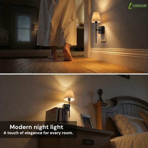 L LOHAS LED Night Lights Plug into Wall, Pleated Fabric Cover Night Light - Image 5