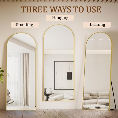 Koonmi 21"x56" Arched Full Length Mirror, Standing Hanging or Leaning - Image 5