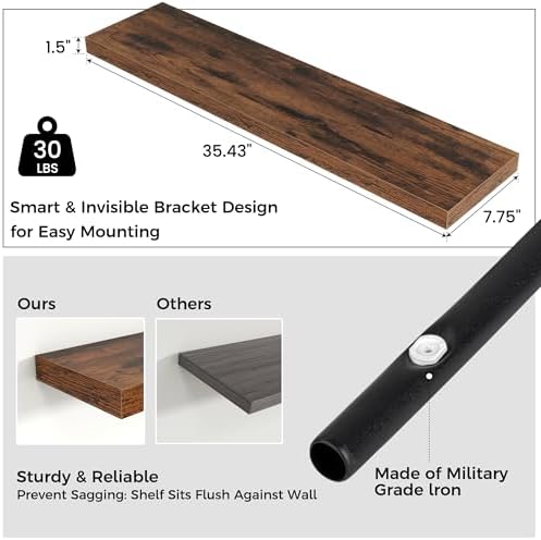 36" Wide x 8" Deep Floating Shelves - Image 2