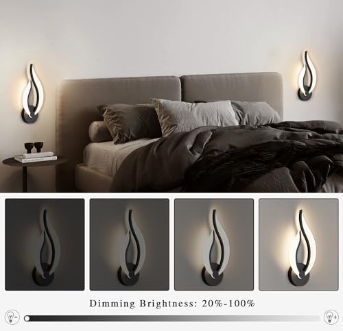 Hard-Wired 2-Pack Modern Indoor Wall Sconce 10W LED Black Dimmable Wall Sconce - Image 3
