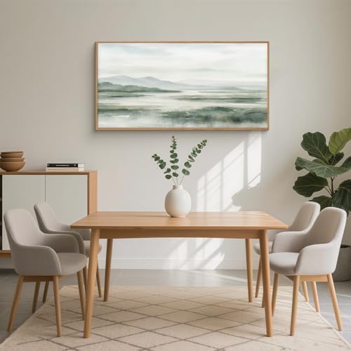 HOURIA Watercolor Misty Green Mountain Framed Canvas Wall Art Set-40"x20"x1 - Image 4