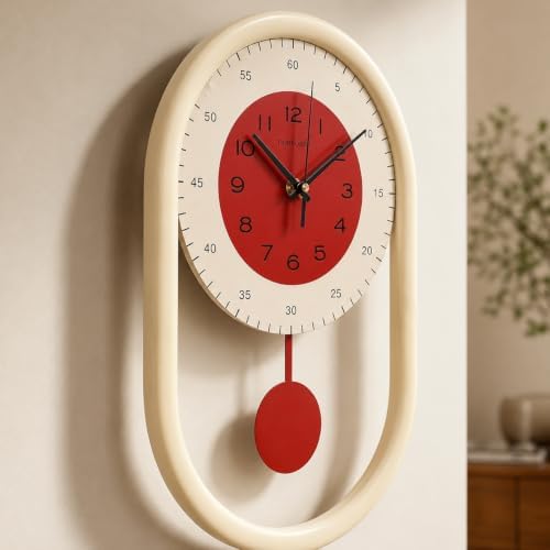 Modern Pendulum Wall Clock for Living Room Kitchen Bedroom Farmhouse Decor by DORBOKER