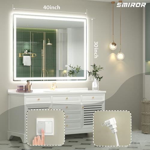 SMIROR 40x30 LED Lighted Bathroom Vanity Mirror - Image 2