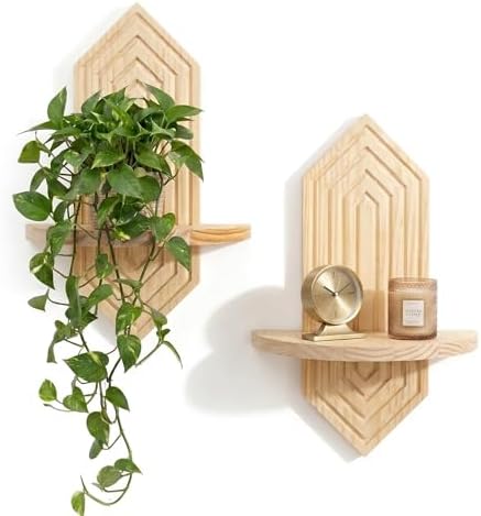 Boho Wall Decor Hanging Plant Shelf, Floating Shelves by Unknown