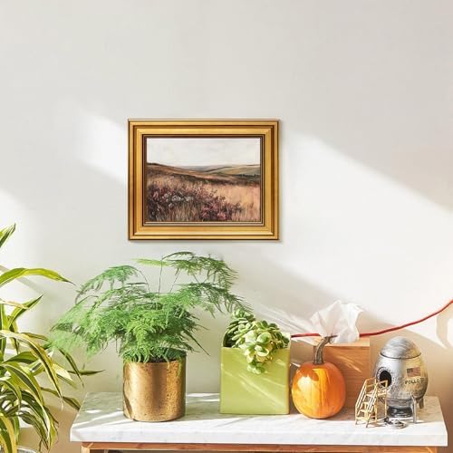KBKBART Gold Framed Canvas Wall Art, Moody Maroon Wildflower Scenery Prints - Image 4