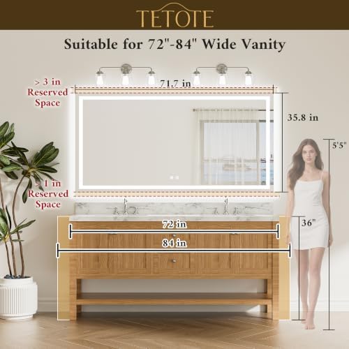 TETOTE 72 x 36 LED Bathroom Mirror - Image 5