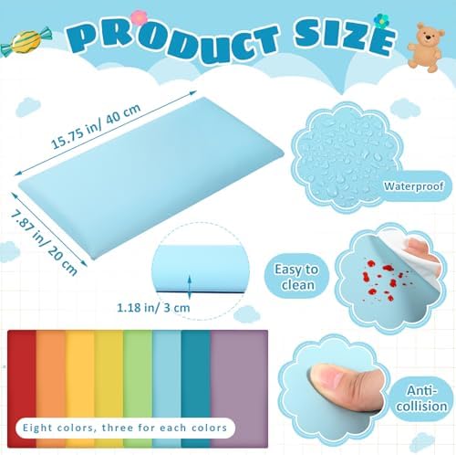 24 Pack Wall Padding Headboard 15.75" x 7.87" x 1.18" Rainbow Colors - Image 2