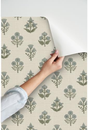 Spoonflower Block Print Neutral Peel and Stick Wallpaper - Image 3