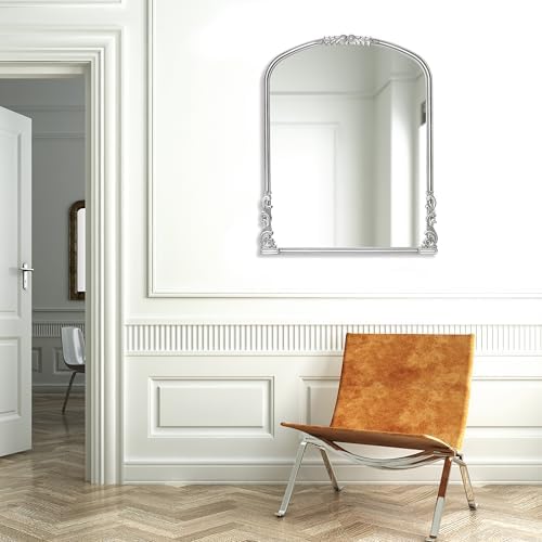 Wylde Iris English Estate Carved Arch Wood Wall Mirror, Mirror - Image 2