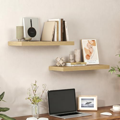Heimlove Floating Shelves 23.6" W x 9.3" D Oak Set of 2 - Image 6