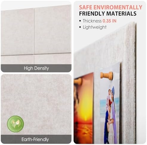 MaxGear Felt Bulletin Board 48" x 36", Light Tan Felt Wall Tiles Wall Decor - Image 2