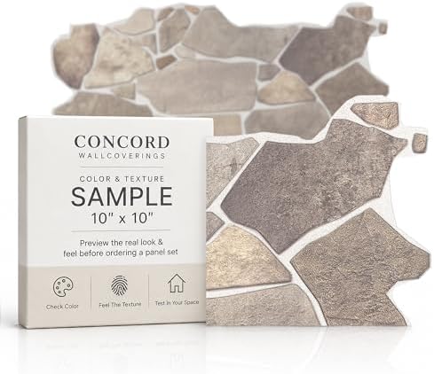 Sample 3D Faux Stone Wall Panel, Material & Finish Preview by ConcordWallcoverings