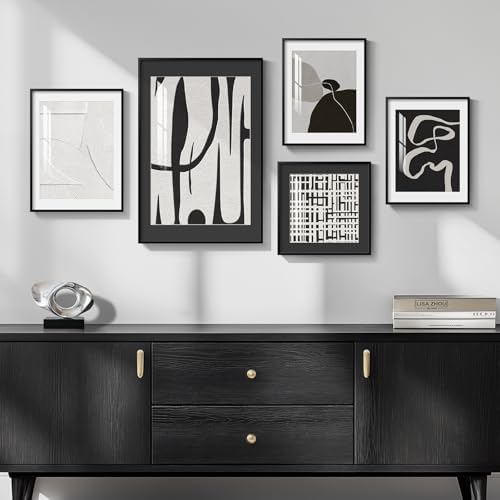 Framed Black and White Modern Abstract Wall Art - Image 2