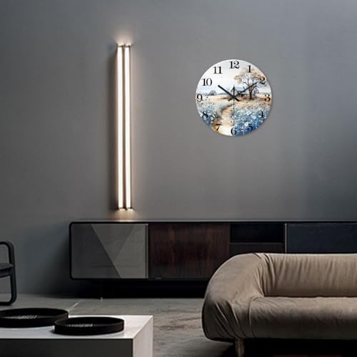 XNM Round Wooden Wall Clock Battery Operated 16 Inch - Image 2