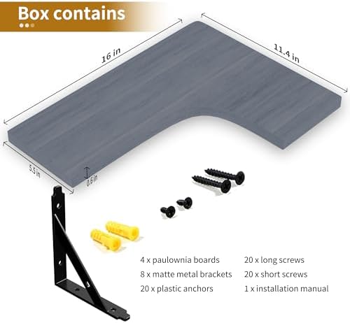 ROMGUAR CRAFT Corner Floating Shelves Wall Mounted Set of 4 - Image 4