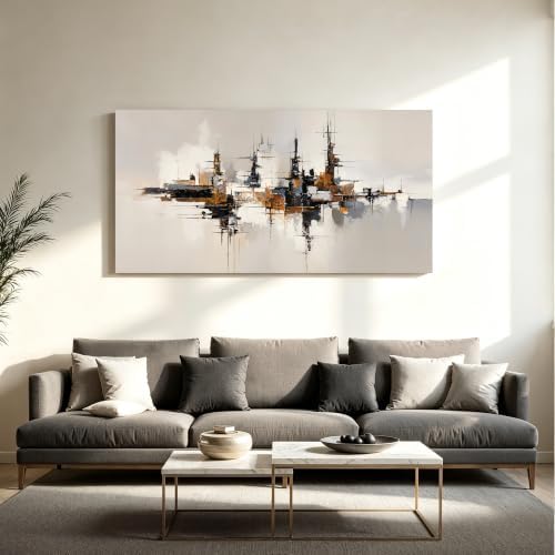 Grey Color Block Abstract Canvas Wall Art Decor - Image 2