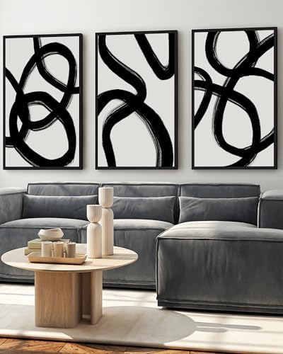 Drsoum Large 24x36in Black and Gray Abstract Framed Wall Art Decor Duotone - Image 3