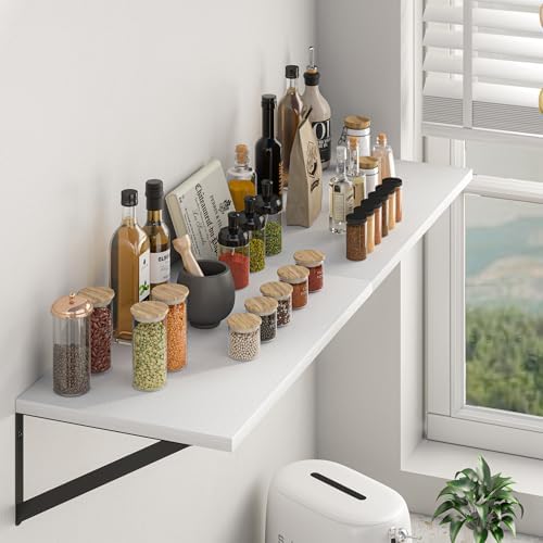 Heimlove 32W x 12D Deep Floating Shelves Set of 2 White - Image 2