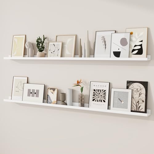 RICHFOCUS Picture Ledge Shelf, 72 inch Floating Shelves Set of 2, Wood Wall by RICHFOCUS