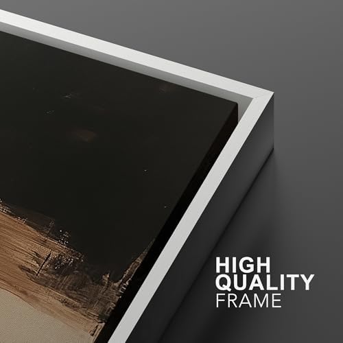 MUDECOR Framed Canvas Print Wall Art Dark Abstract Black and Beige Minimalist - Image 6