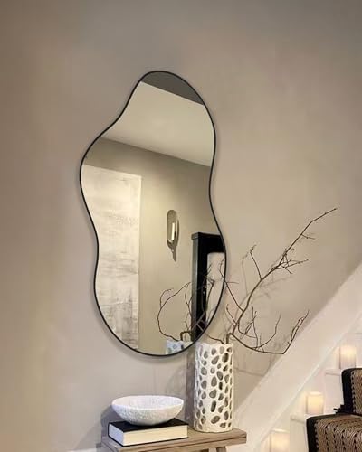 Black Asymmetrical Wall Mirrors Irregular 20×36 Inch Abstract Mirror - Image 5