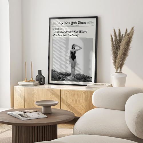 Trendy NewsPaper Wall Art 12x18in Black Framed Woman Searches - Image 6