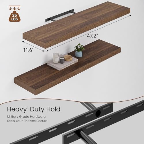 Heimlove 48W x 12D Long Floating Shelf, 12 Inch Deep Floating Shelves - Image 3