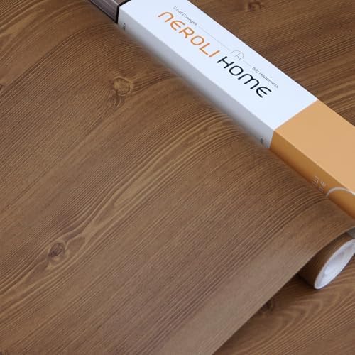 Brown Wood Grain Contact Paper, 17.3" x 118" Peel and Stick Wallpaper, by NEROLIHOME