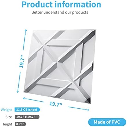 Art3d Decorativ PVC Glue-Up 3D Wall Panel, 19.7 x 19.7 in - Image 4