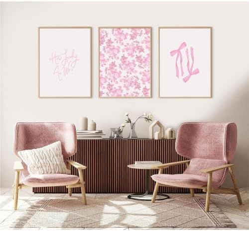 Pink Bow Floral Wall Art Preppy Canvas Room Decor How Lucky Are We Wall Art - Image 4