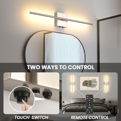 Wireless Battery Operated Wall Sconces, 11000mAh Rechargeable Brushed Nickel - Image 5