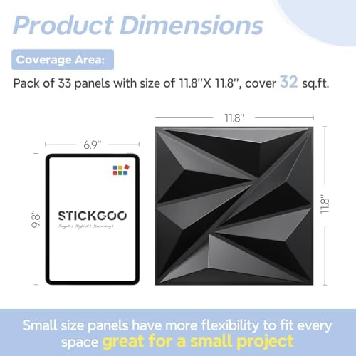 STICKGOO Black Diamond 3D Wall Panels, 33 Pack - Image 6